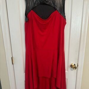 Lessman Red Scooped keyhole High Low Dress